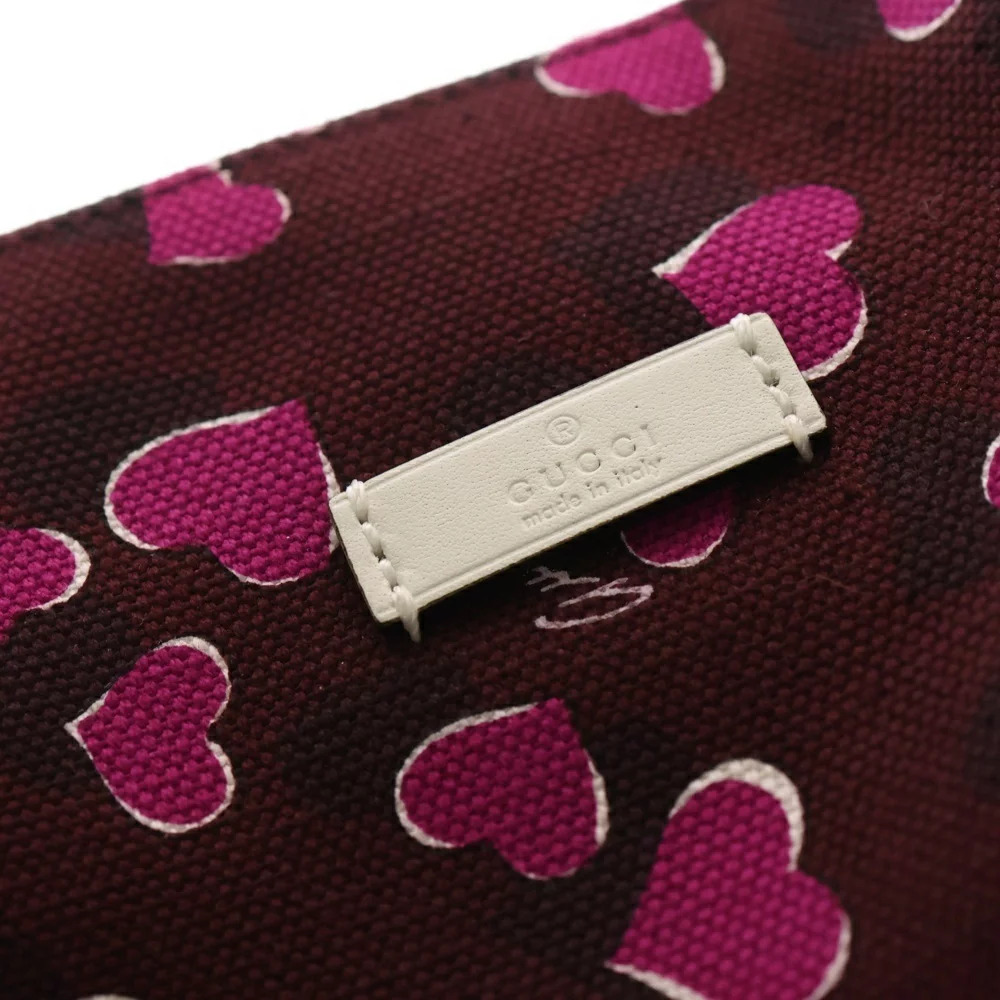 GUCCI heart tote bag handbag purple brown canvas leather - Picture 5 of 6